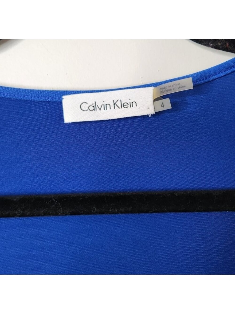 Calvin Klein Blue Short Sleeve Knee Length Dress Stretchy Wrap V-Neck Office - Picture 7 of 11